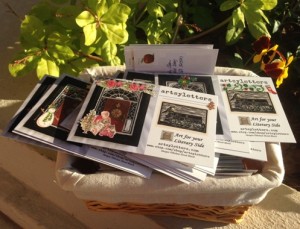 basket of artsyletters postcards christmas mailing small