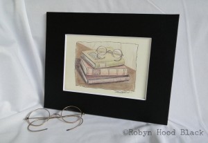 print - glasses and books RHB