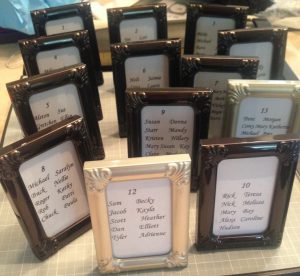 small framed table names p